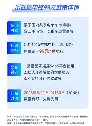 十周年重磅献礼！“乐摇摇共享电单车中控99元”限时限量抢购图片